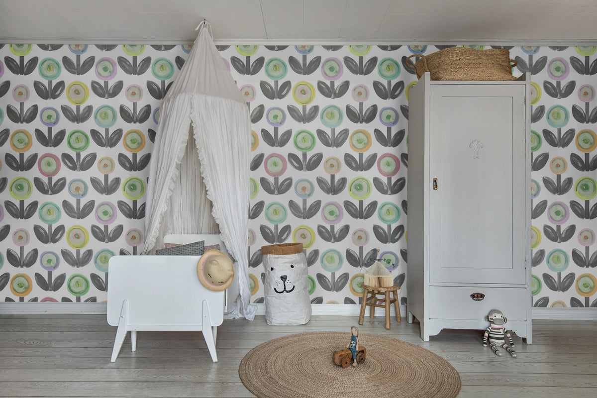 Flower Parade, Licorice Mural Wallpaper - room preview 02