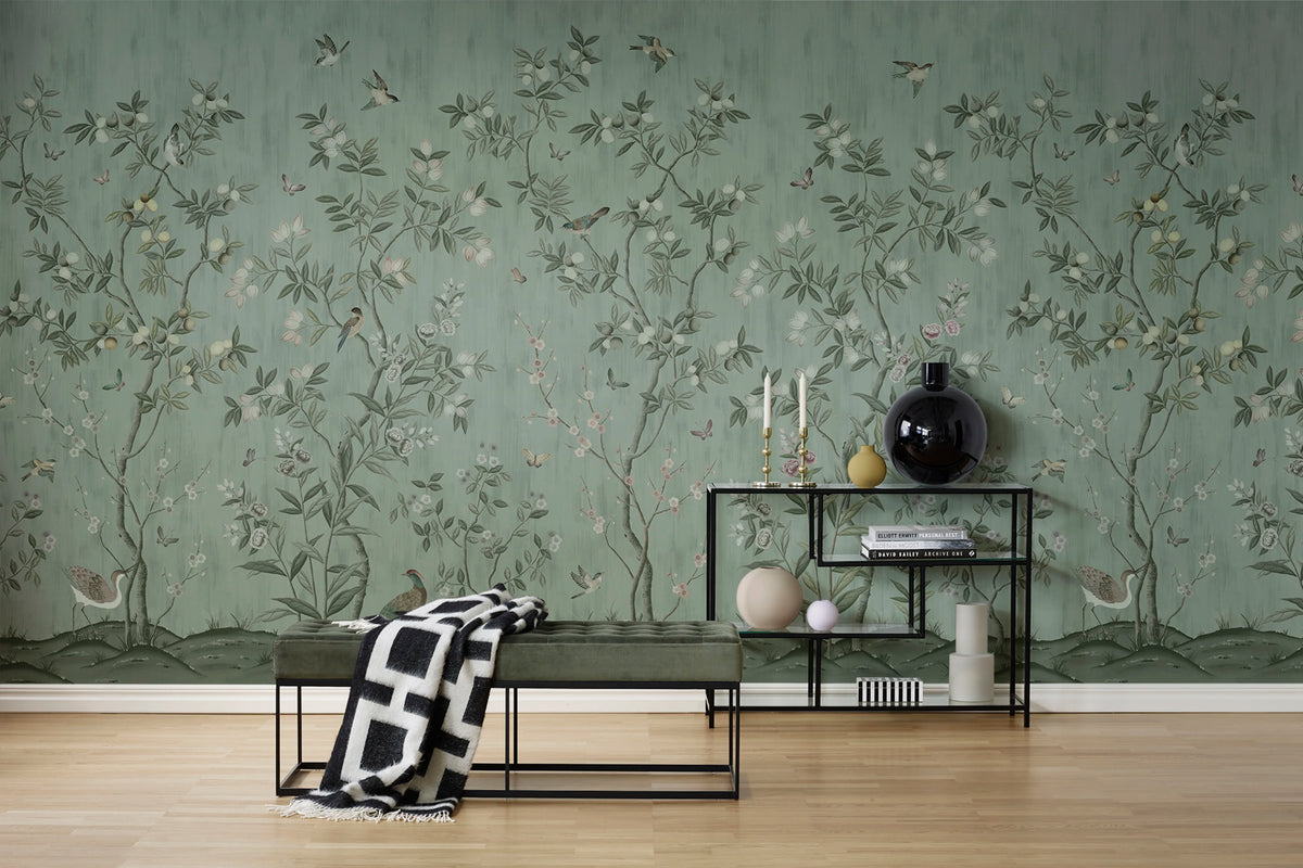 Chinoiserie Chic, Jade Mural Wallpaper - room preview 02