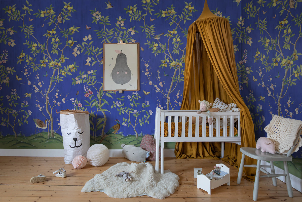 Chinoiserie Chic, Cobalt Mural Wallpaper - room preview 02