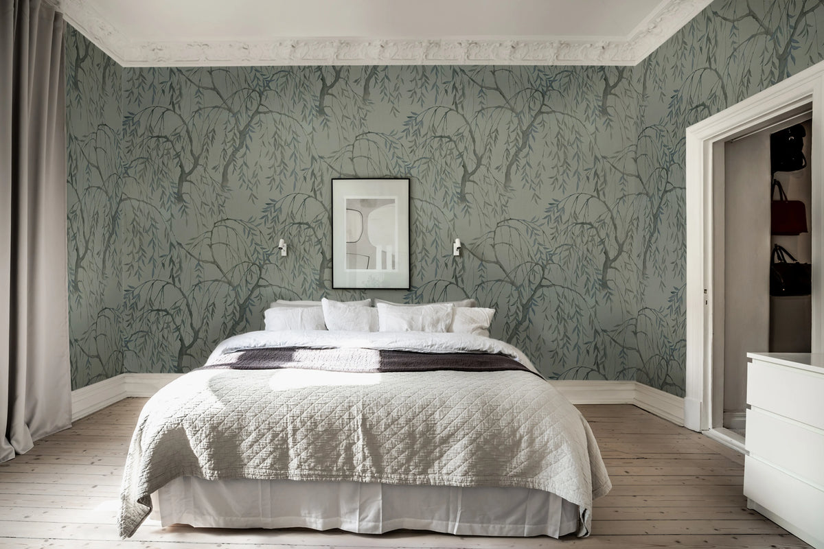Weeping Willows, Jade Mural Wallpaper - room preview 02
