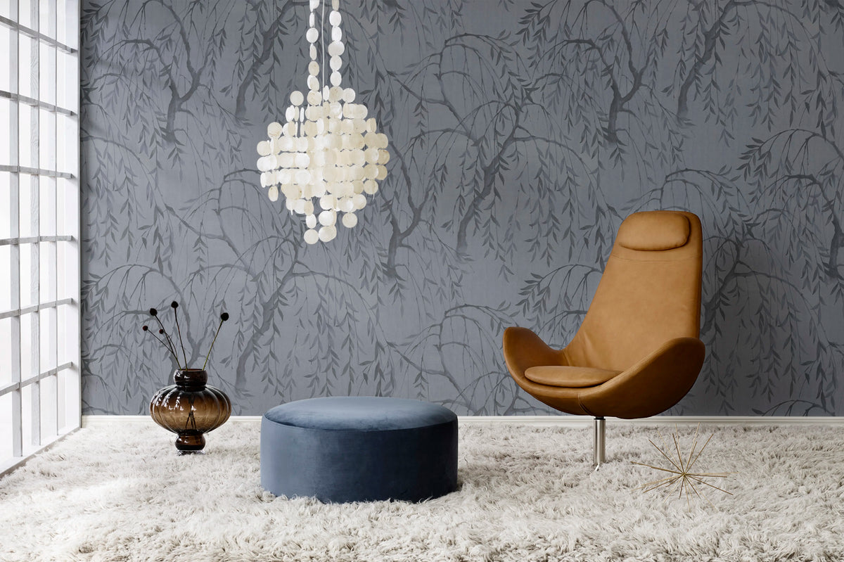 Weeping Willows, Still Waters Blue Mural Wallpaper - room preview 02
