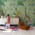 Giraffes Stroll, Emerald Mural Wallpaper - room preview 02