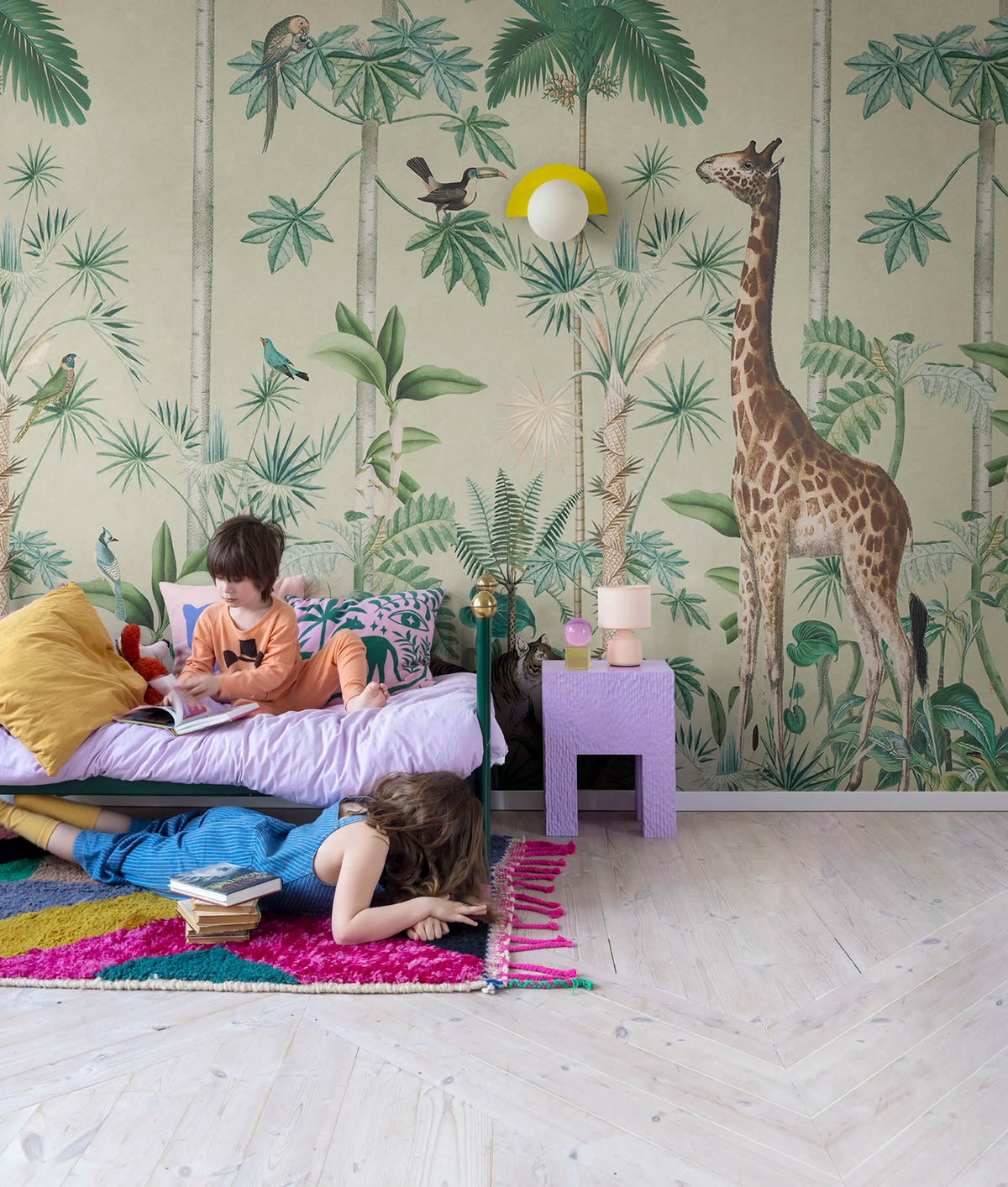 Giraffes Stroll, Sunny Mural Wallpaper - room preview 02