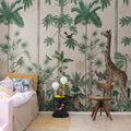 Giraffes Stroll, Pastel Pink Mural Wallpaper - room preview 02