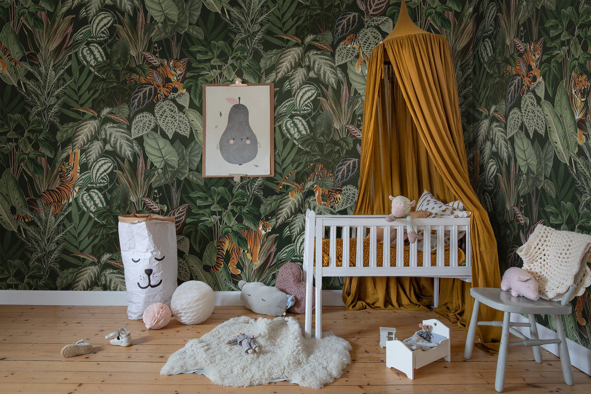 Mischievous Tigers, Lush Mural Wallpaper - room preview 02