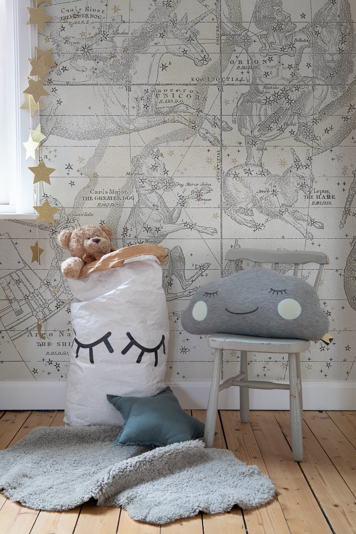 Star Map, White Mural Wallpaper - room preview 02