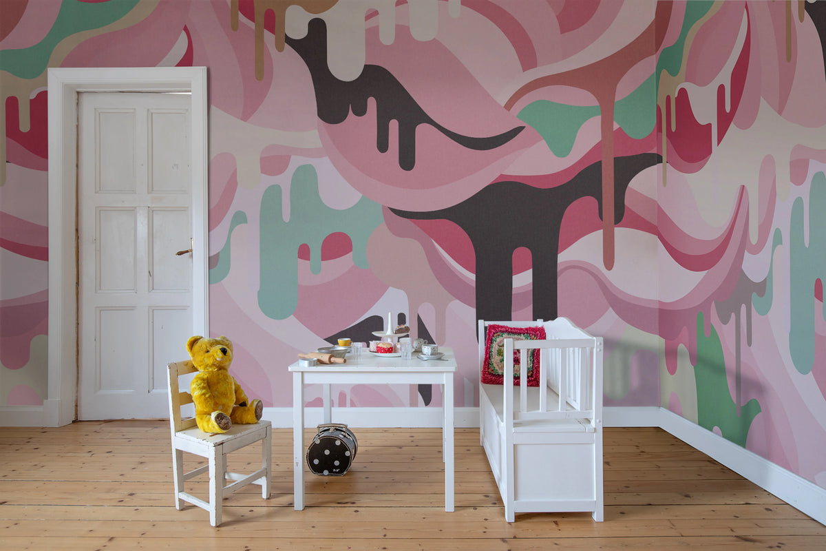 Dripping Rainbow, Marshmallow Mural Wallpaper - room preview 02