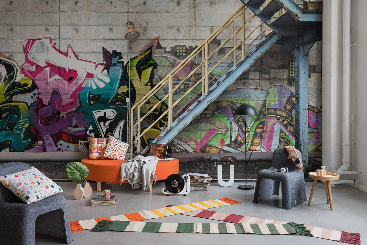 Stairway Graffiti Mural Wallpaper - room preview 02