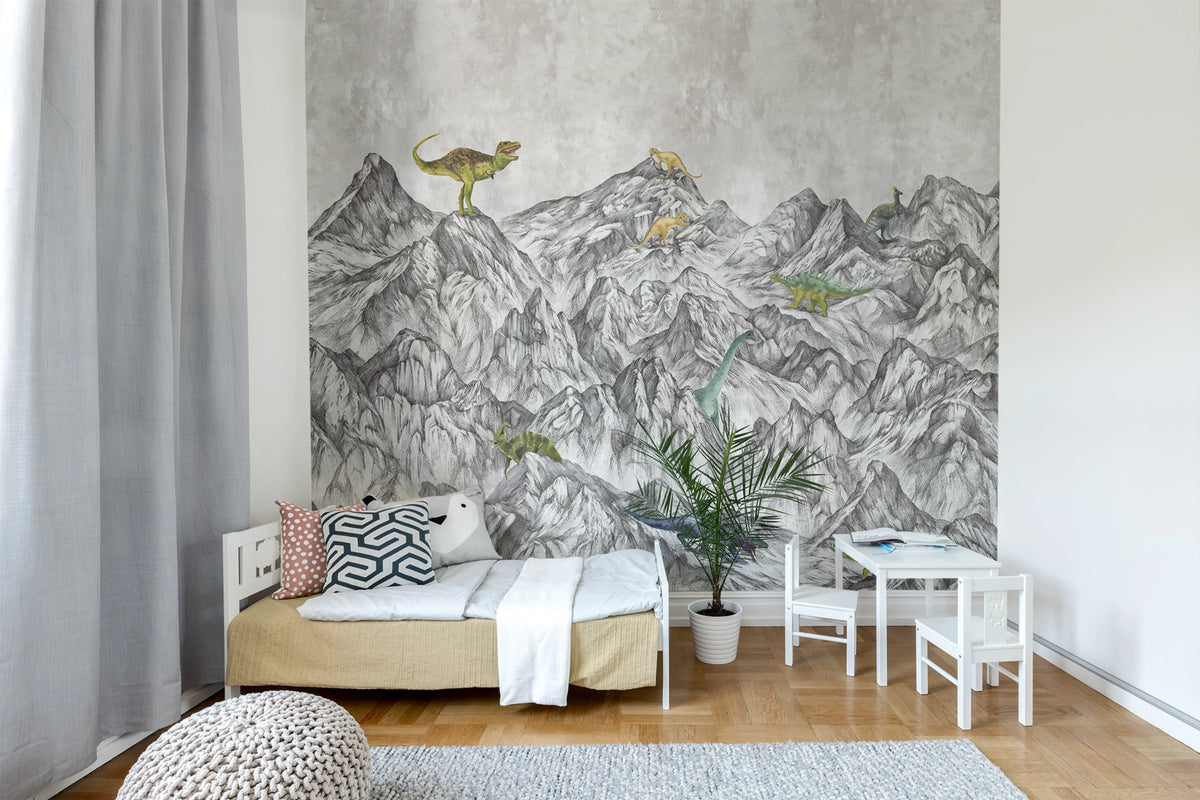 Dinosaur Mountain Mural Wallpaper - room preview 02