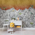 Dinosaur Mountain, Volcano Mural Wallpaper - room preview 02