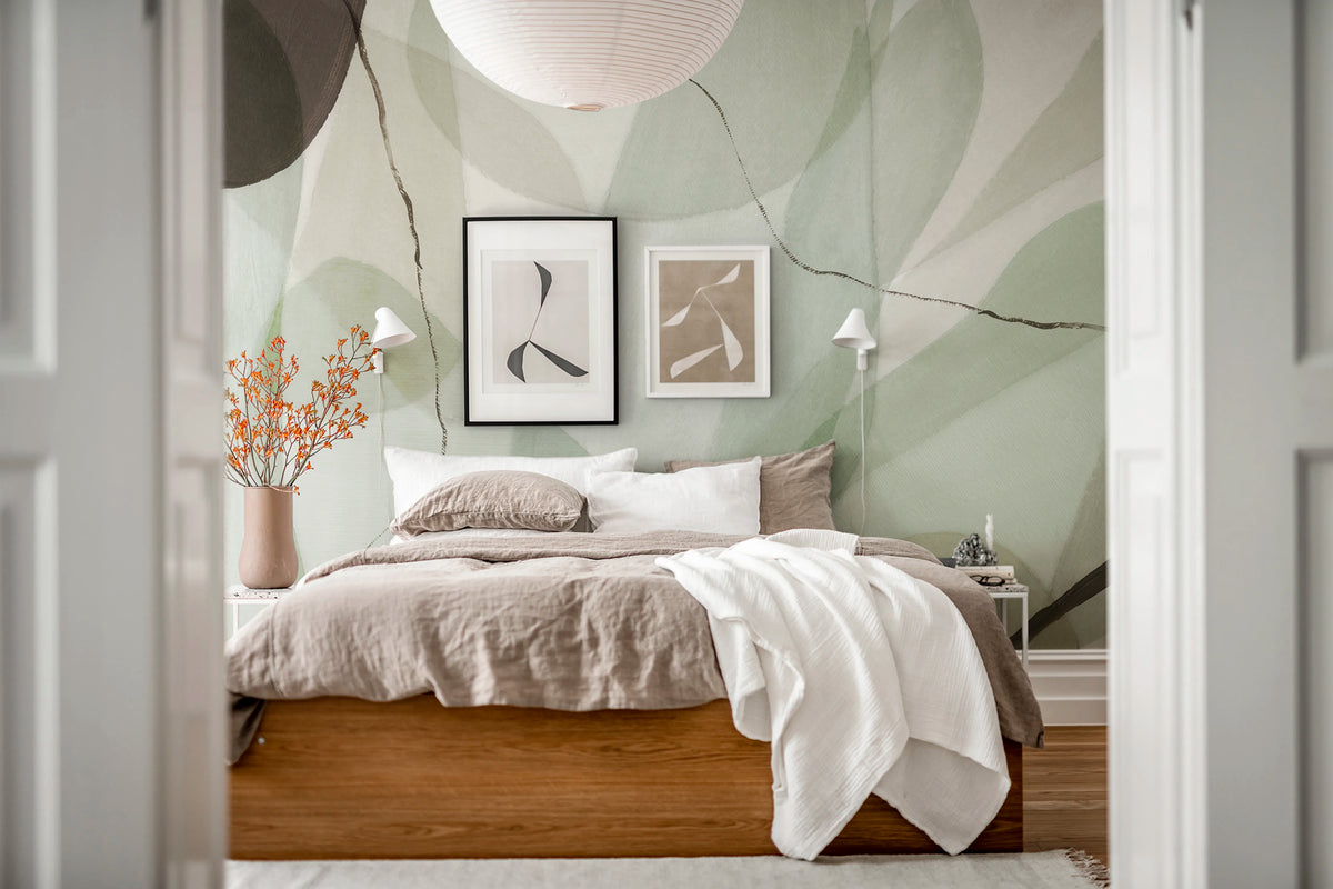 Asana, Green Mural Wallpaper - room preview 02