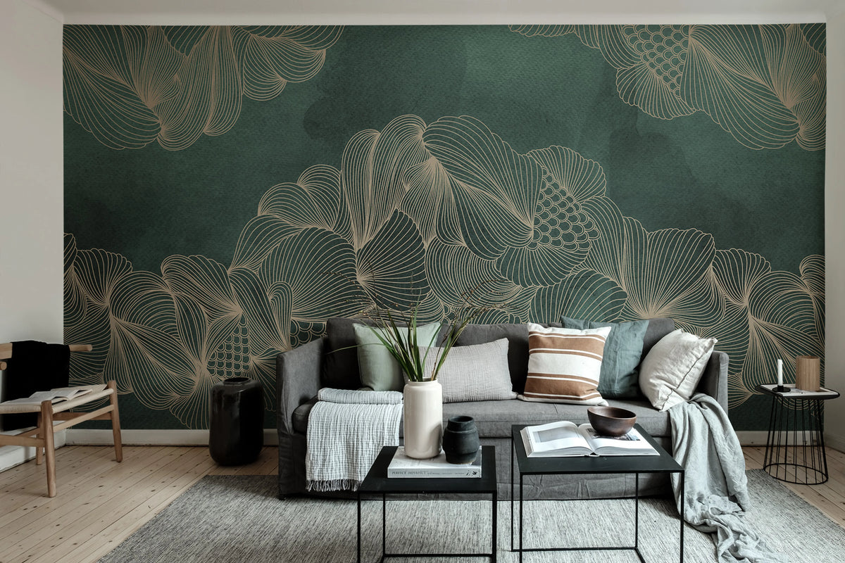 Opulence, Jade Mural Wallpaper - room preview 02