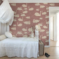 Cygne, Rose Mural Wallpaper - room preview 02