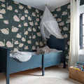 Cygne, Bleu Mural Wallpaper - room preview 02