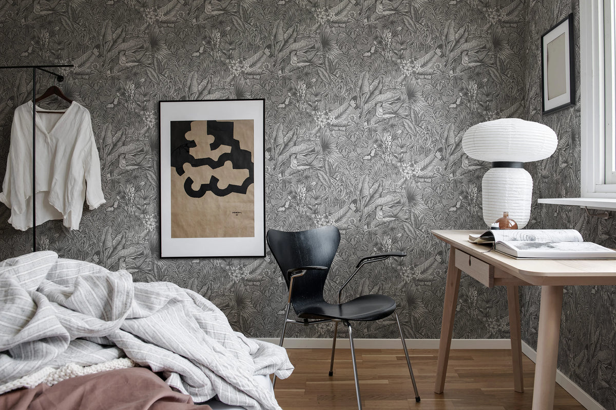 Furada, Graphite Mural Wallpaper - room preview 02