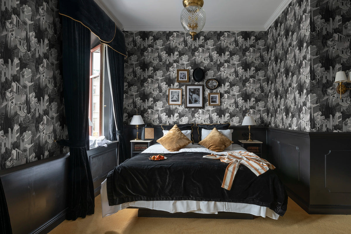 Toledo, Graphite Mural Wallpaper - room preview 02
