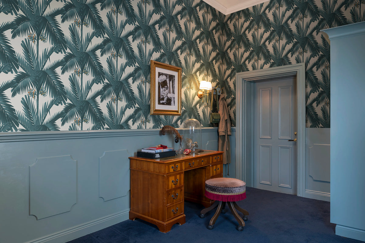 Palm Spring, Teal Mural Wallpaper - room preview 02