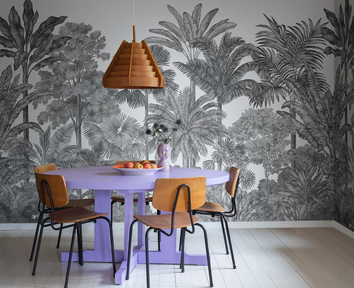 Tropical Bellewood, Graphite Mural Wallpaper - room preview 02