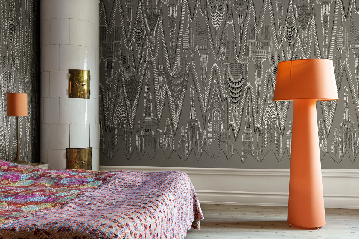 Manhattan, Graphite Mural Wallpaper - room preview 02