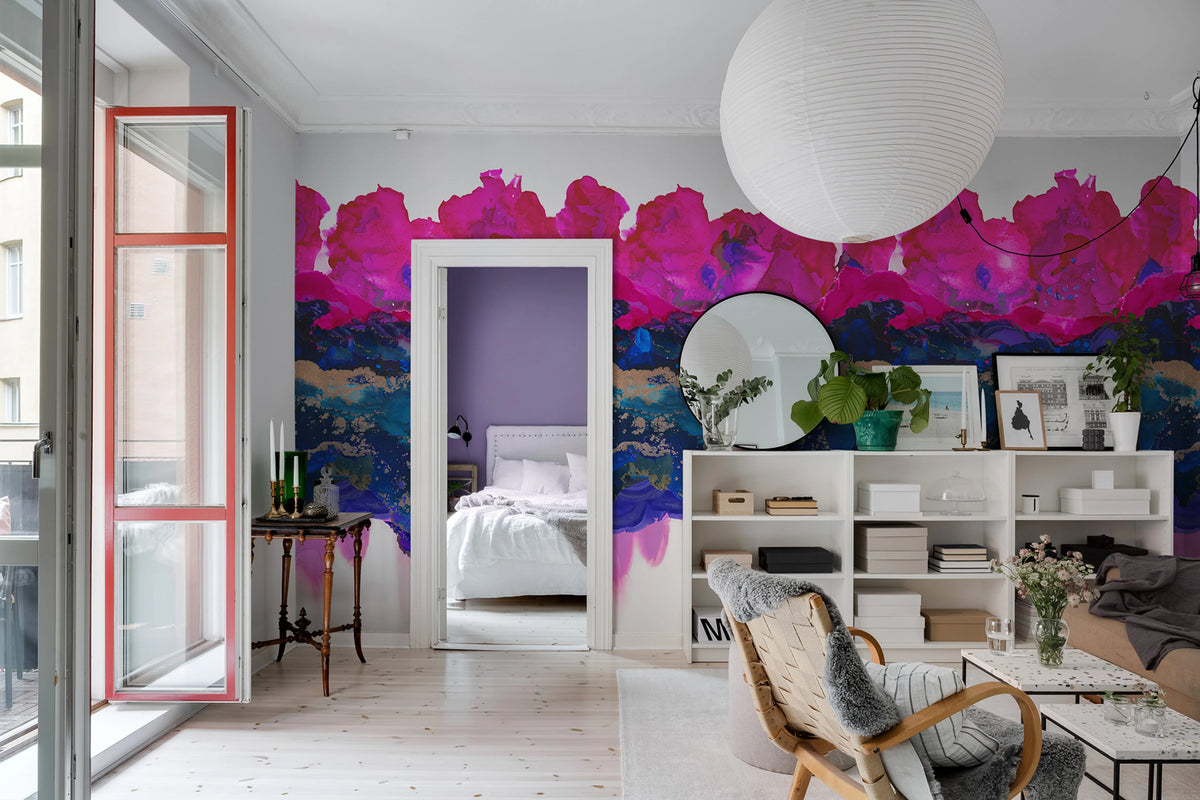 Donedo, Magenta Mural Wallpaper - room preview 02