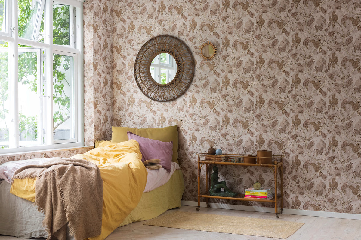 Squirrel Mountain, Pink Mural Wallpaper - room preview 02