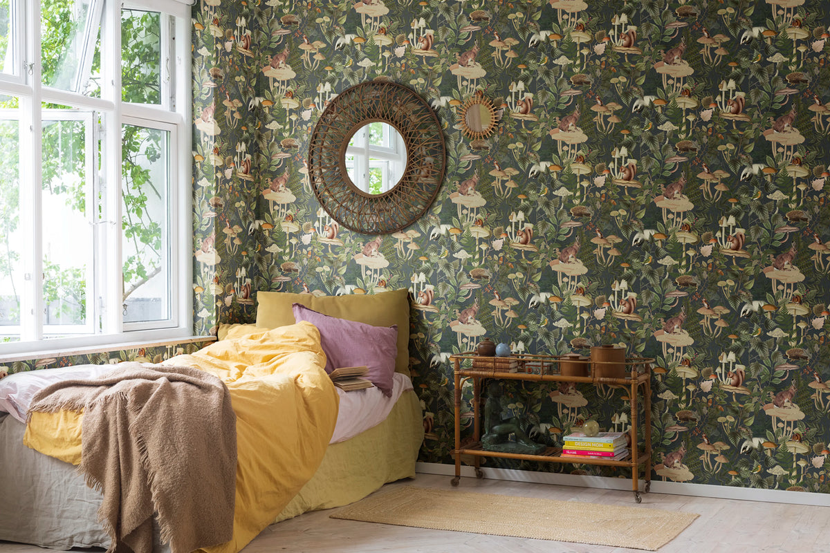 Wildlife Creek, Forest Green Mural Wallpaper - room preview 02