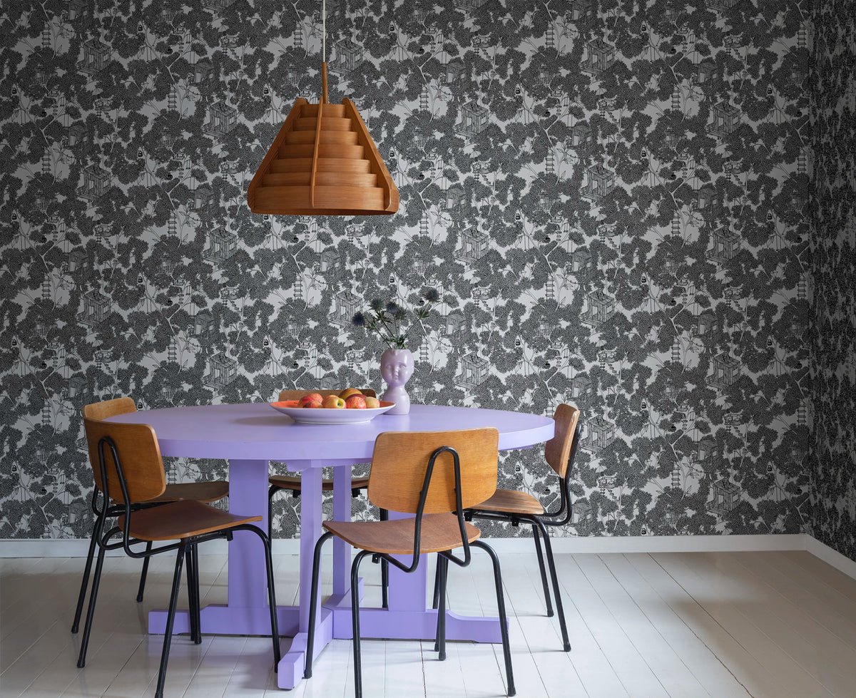 Treehouse, Graphite Mural Wallpaper - room preview 02