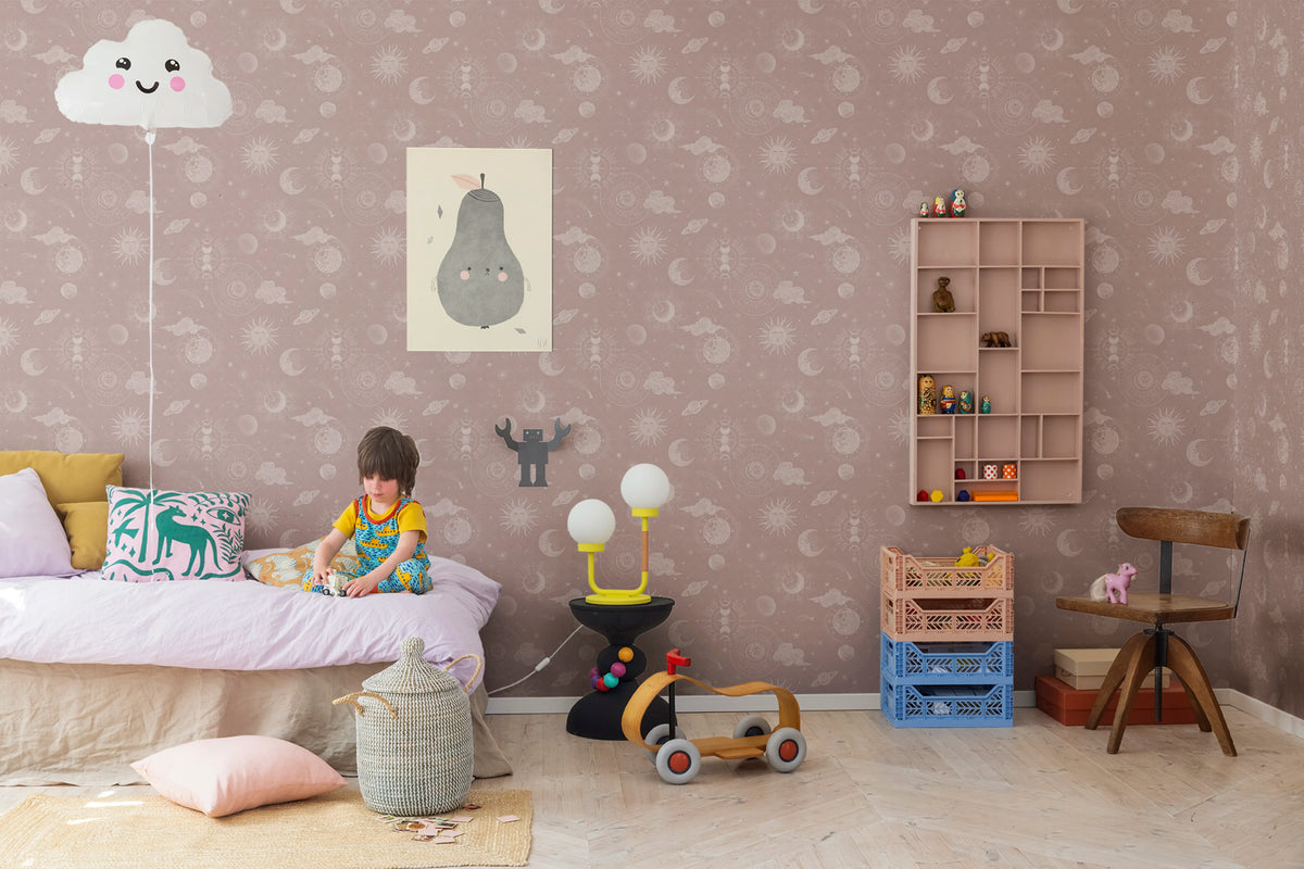 Planetarium, Pink Mural Wallpaper - room preview 02