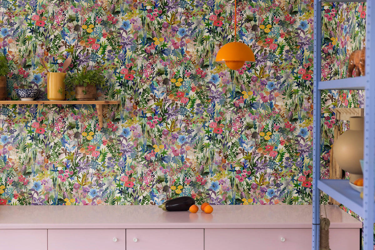 Poppy Meadow, Rainbow Mural Wallpaper - room preview 02