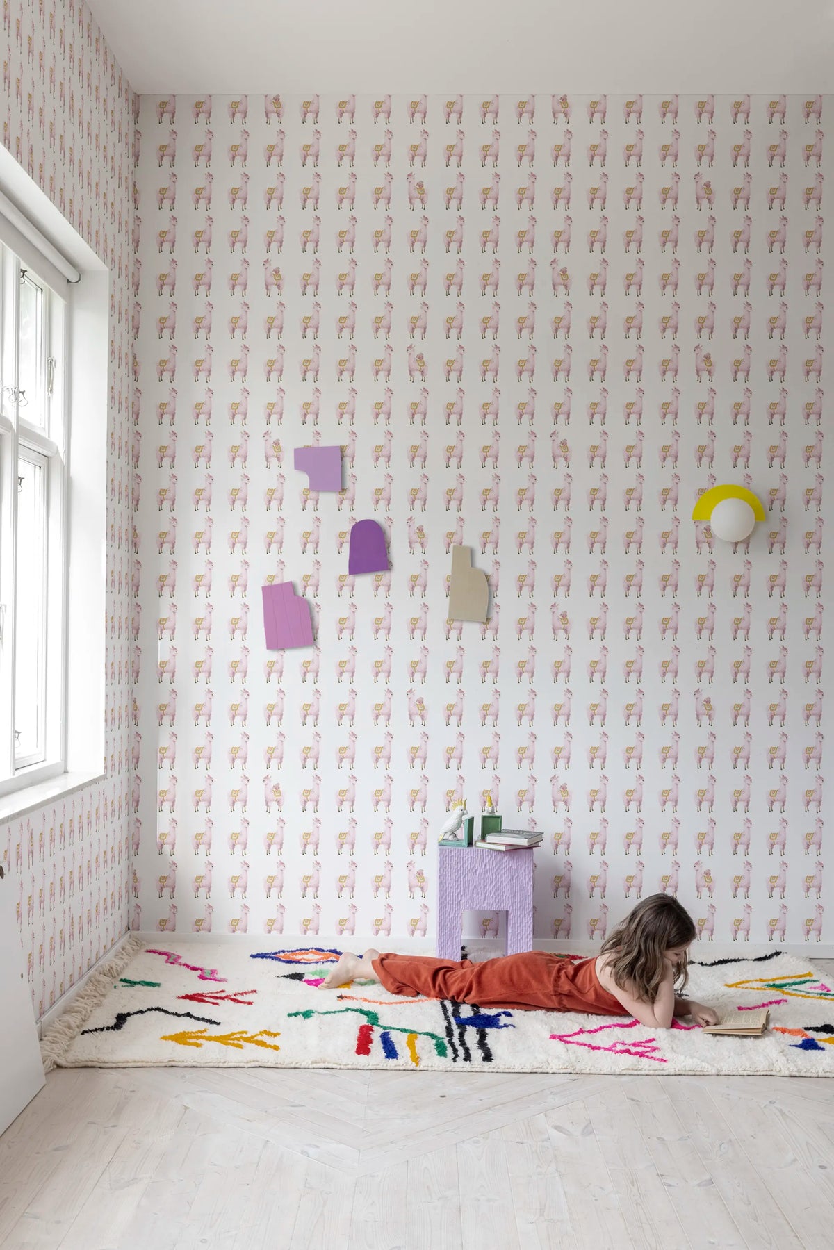Alpaca Rebel, Pink Mural Wallpaper - room preview 02