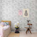 Happy Clouds, Graphite Mural Wallpaper - room preview 02