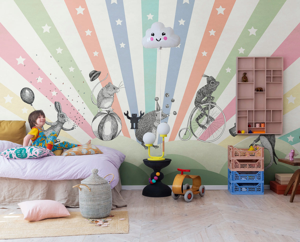 Circus, Rainbow Mural Wallpaper - room preview 02