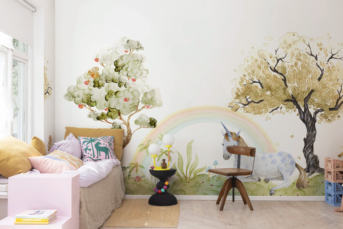 Unicorn Dream, Rainbow Mural Wallpaper - room preview 02