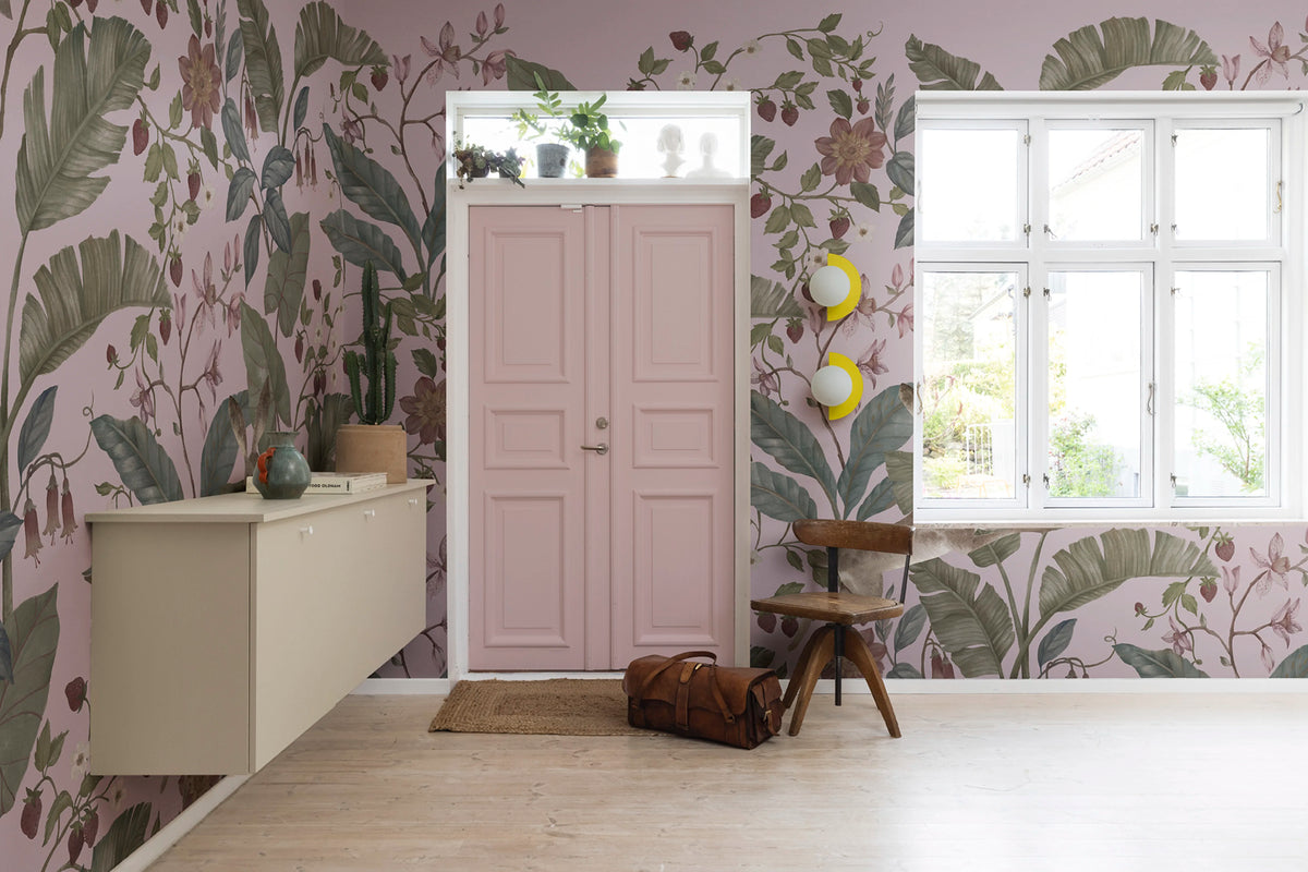 Strawberry Field, Pink Mural Wallpaper - room preview 02