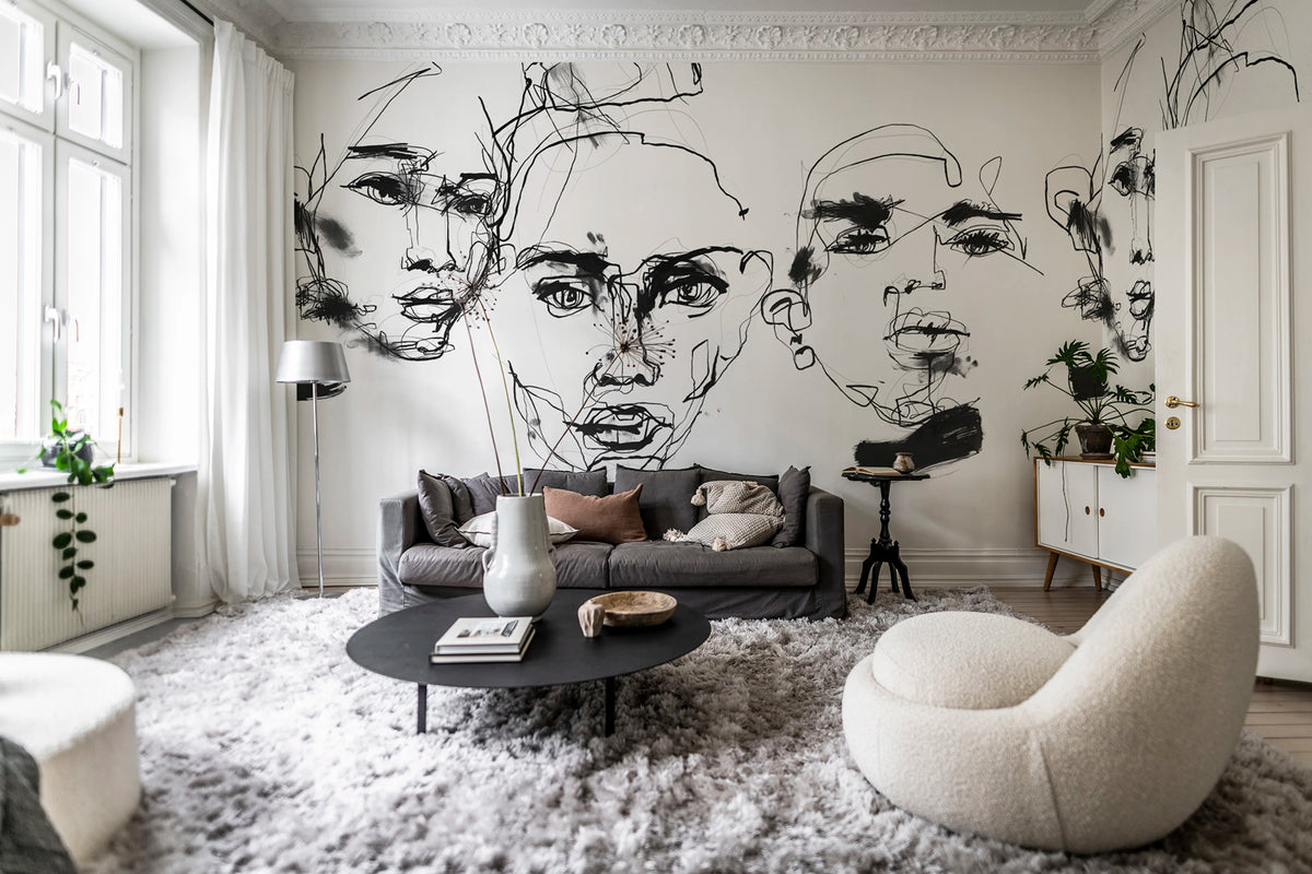 Ottoman Bozetto, Graphite Mural Wallpaper - room preview 02