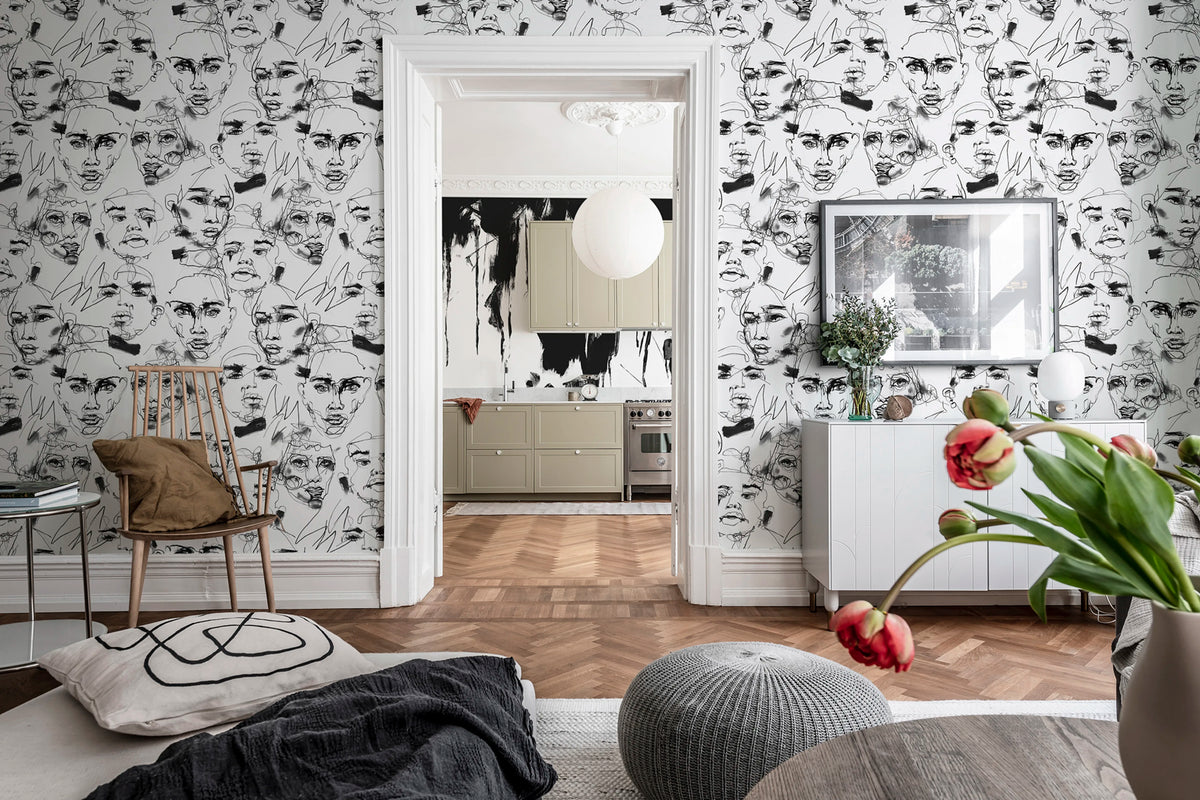Fala Bozetto, Graphite Mural Wallpaper - room preview 02