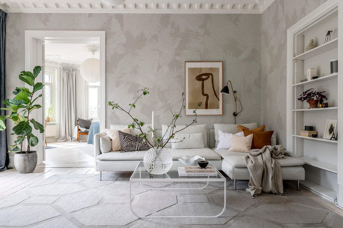 Brush, Greige Mural Wallpaper - room preview 02