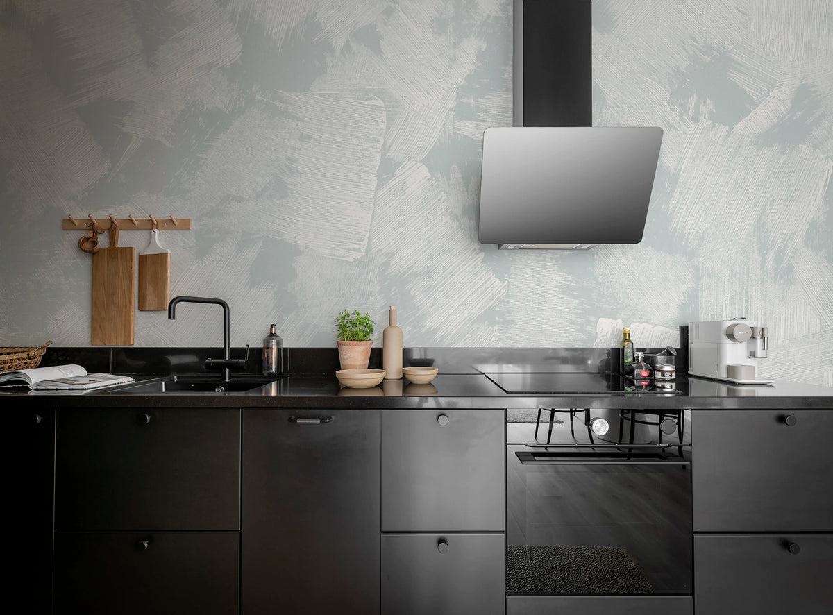 Brush, Light Blue Mural Wallpaper - room preview 02