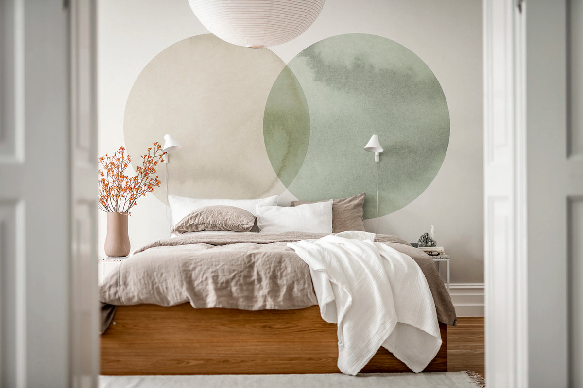 Eclipse, Beige Green Mural Wallpaper - room preview 02