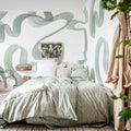 Waves, Green Mural Wallpaper - room preview 02