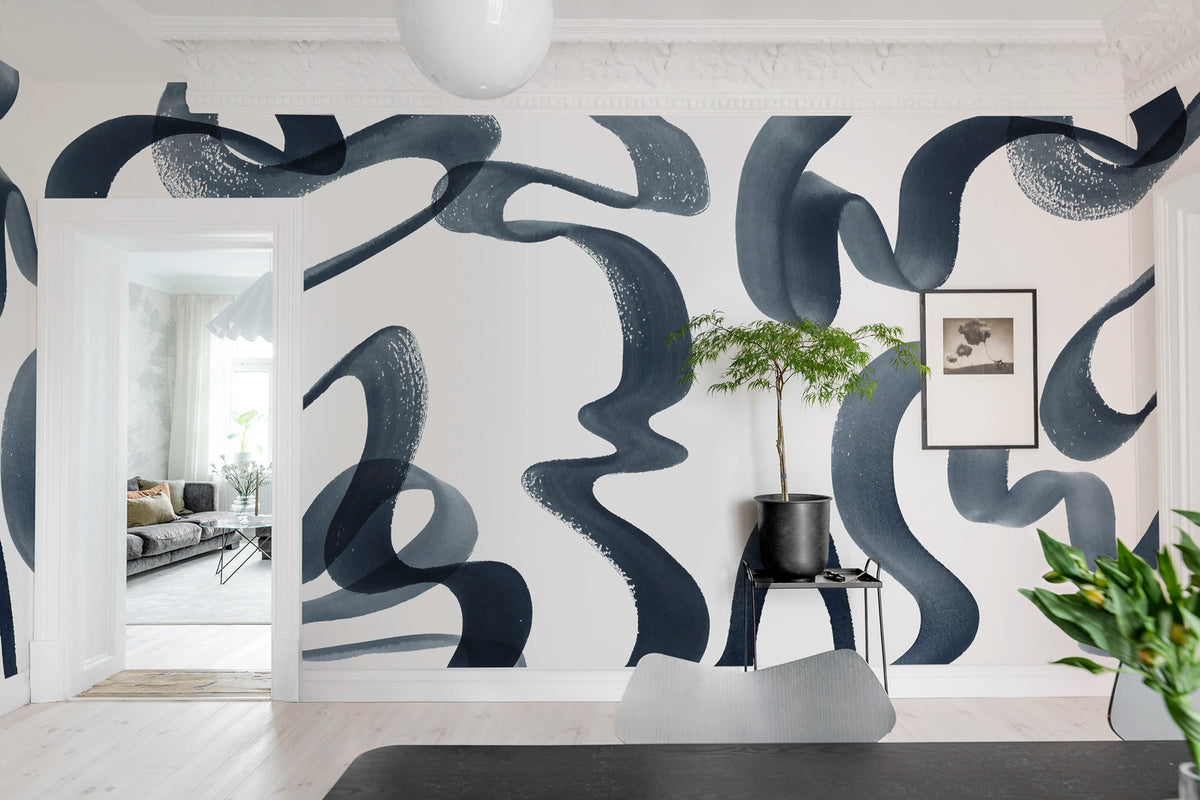 Waves, Ink Mural Wallpaper - room preview 02