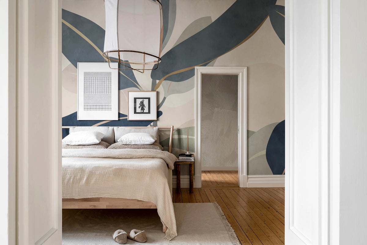 Ruby, Blue Mural Wallpaper - room preview 02