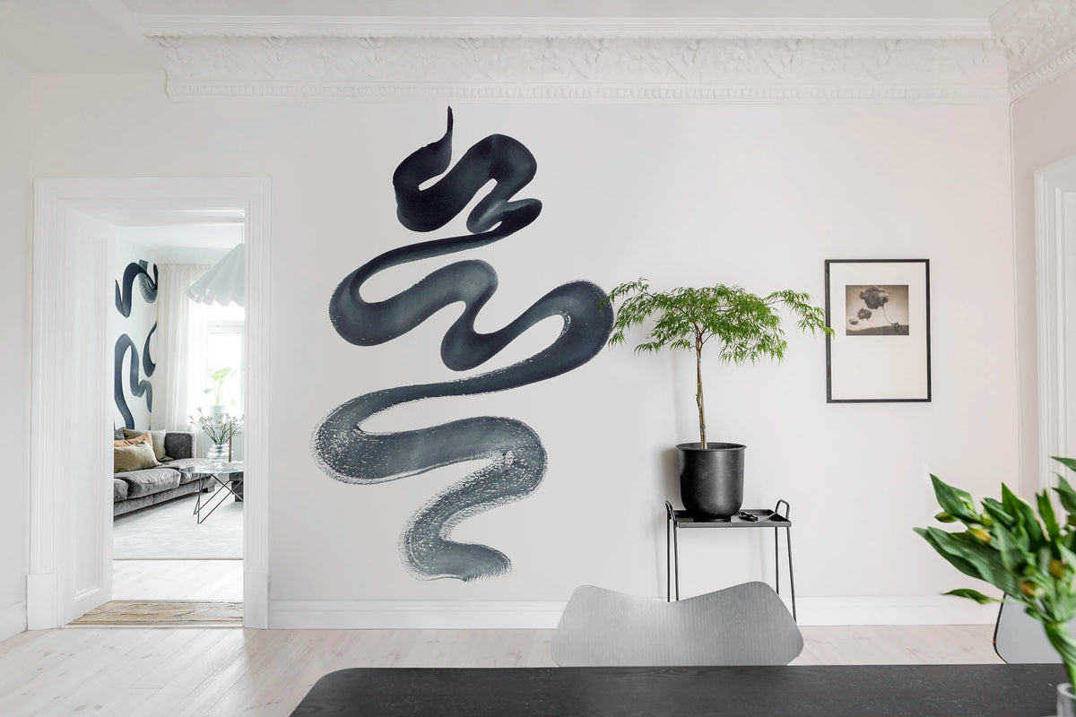 Stroke Ink Mural Wallpaper - room preview 02
