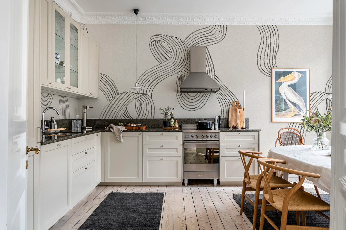 Stripes, Graphite Mural Wallpaper - room preview 02
