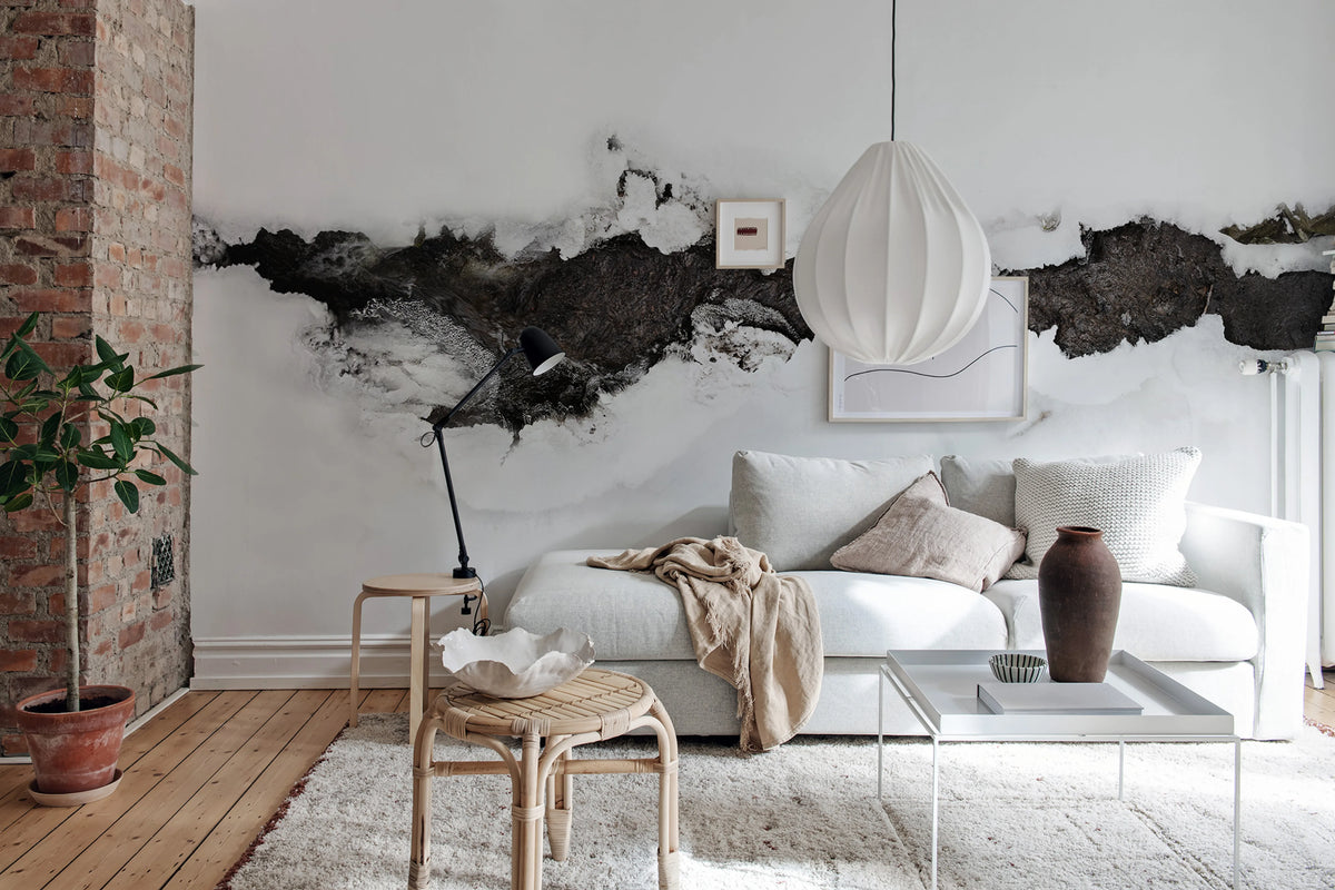 River, Graphite Mural Wallpaper - room preview 02