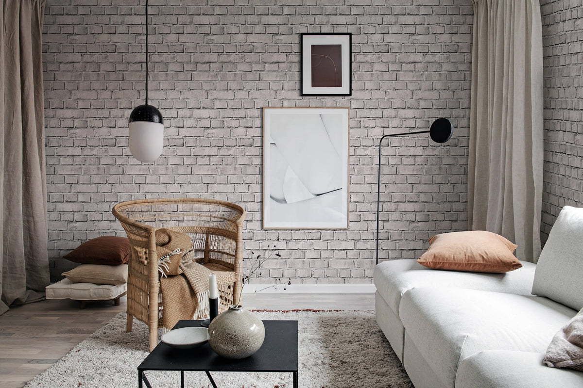Bricks Ash Mural Wallpaper - room preview 02