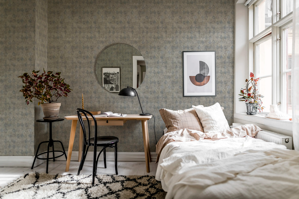 Small Patinated Diamonds Salt n Pepper Mural Wallpaper - room preview 02