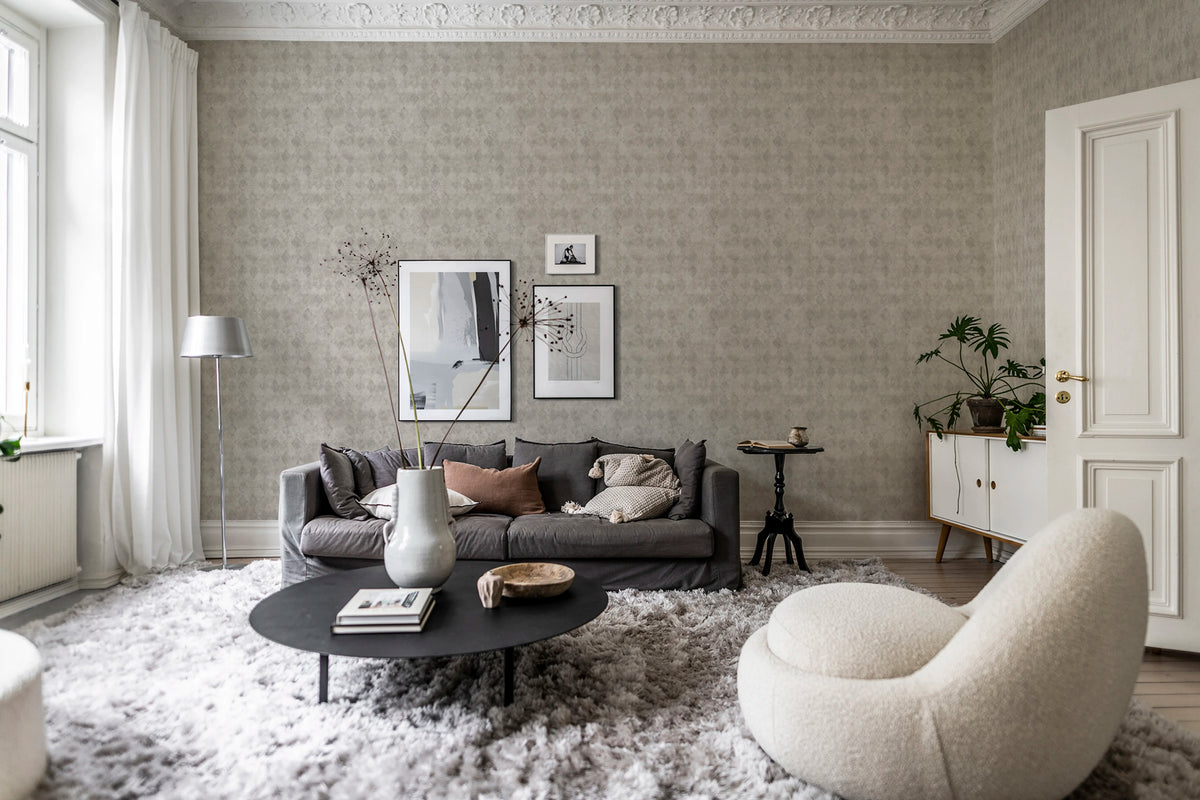 Small Patinated Diamonds Champagne Mural Wallpaper - room preview 02