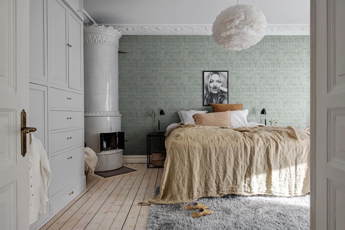 Small Patinated Diamonds Fancy Green Mural Wallpaper - room preview 02