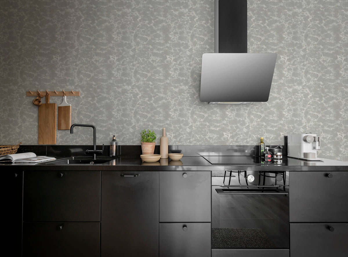 Flow Mini Shallow Grey Mural Wallpaper - room preview 02